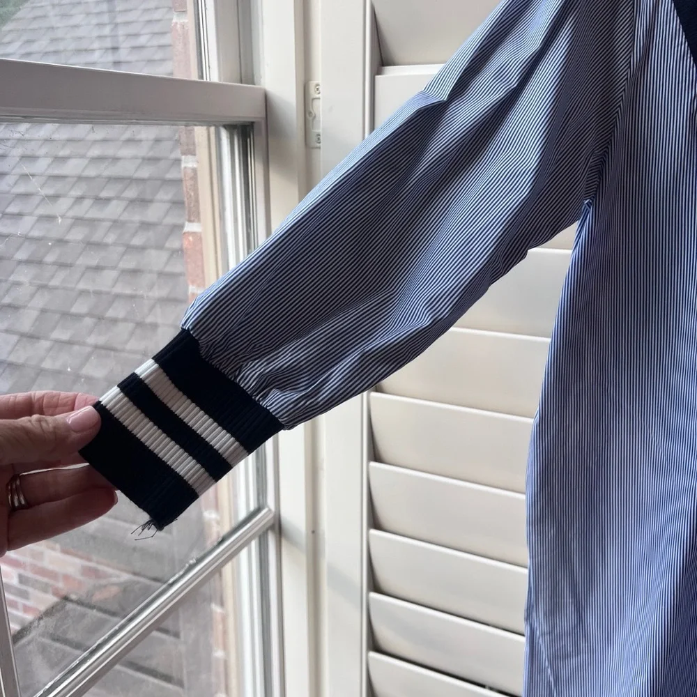 Striped Blue Shirt Dress - Picture 2 of 6